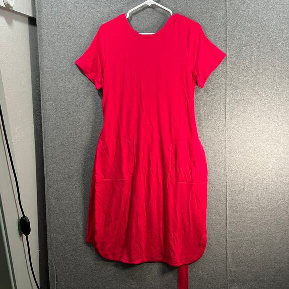 Isaac Mizrahi Live! Regular Soho French Terry Dress Crimson Pink X-Small - Picture 1 of 13